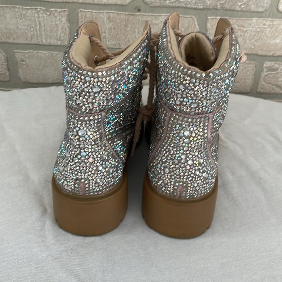Betsey Johnson HUDSN RHINESTONES Combat Boots - Picture 5 of 12